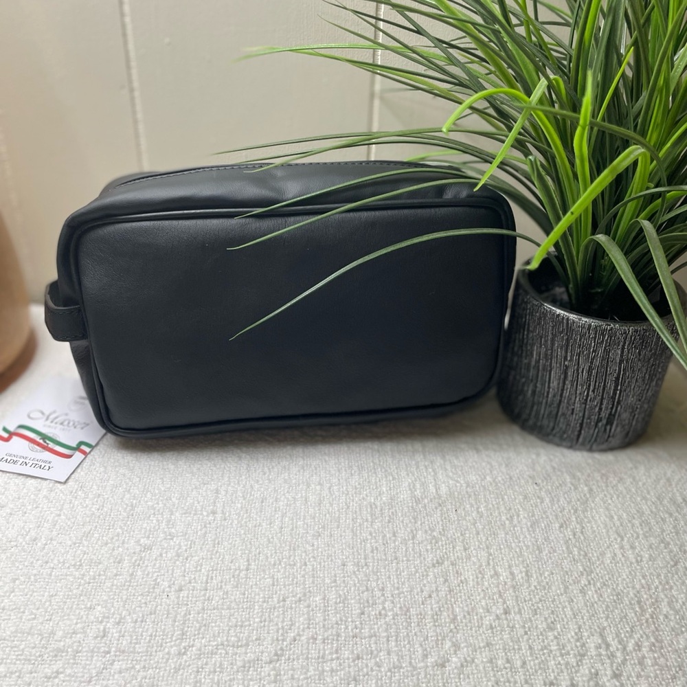 Massei Leather Black Men's Toiletry Bag